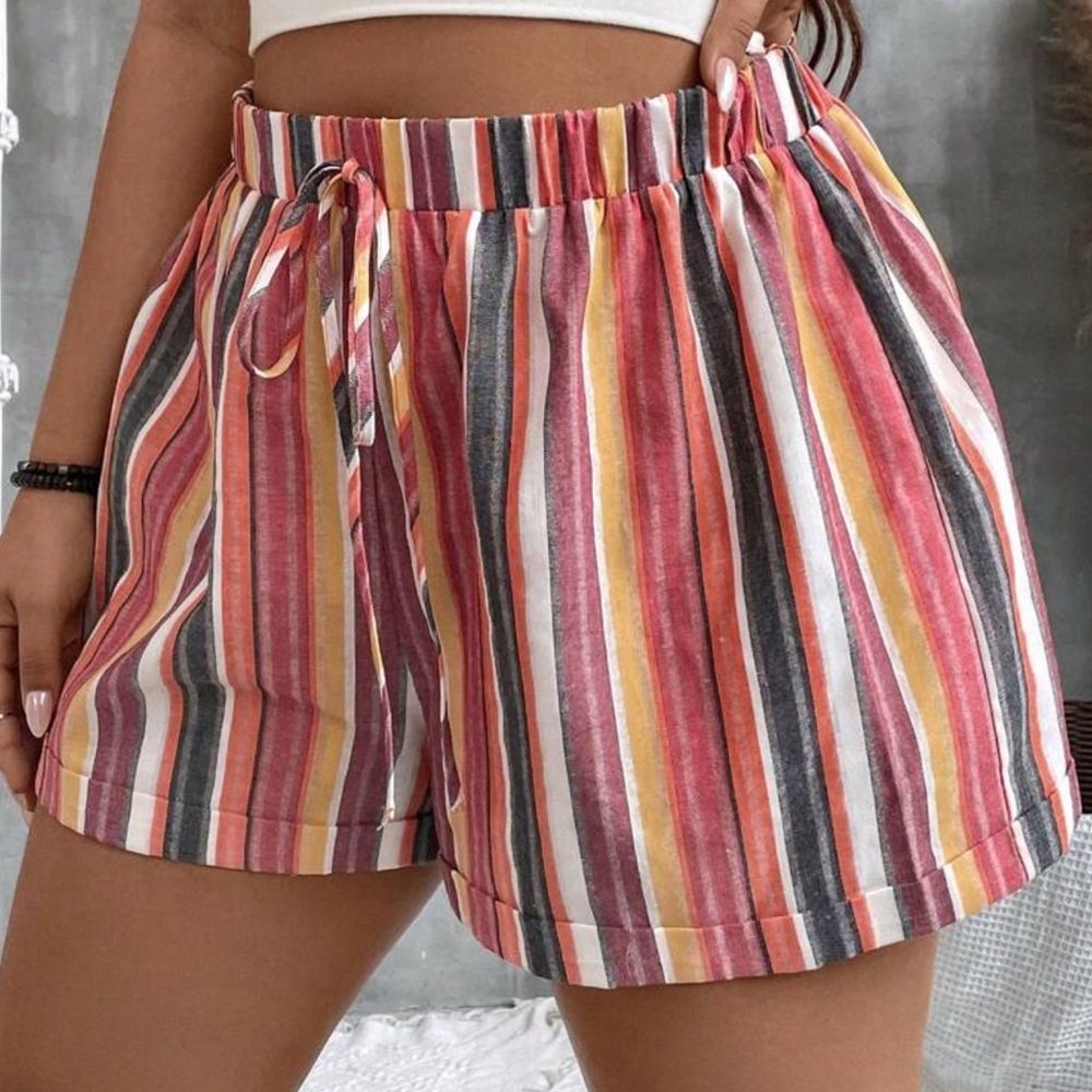 Vibrant Striped High Waist Women's Shorts